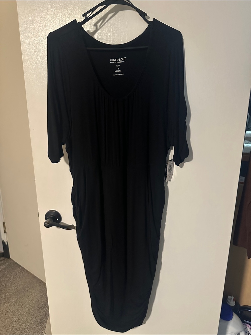 Torrid Super Soft Boycon Elbow Sleeve Shirred Dress Shirred Black Size 2 (18-20)